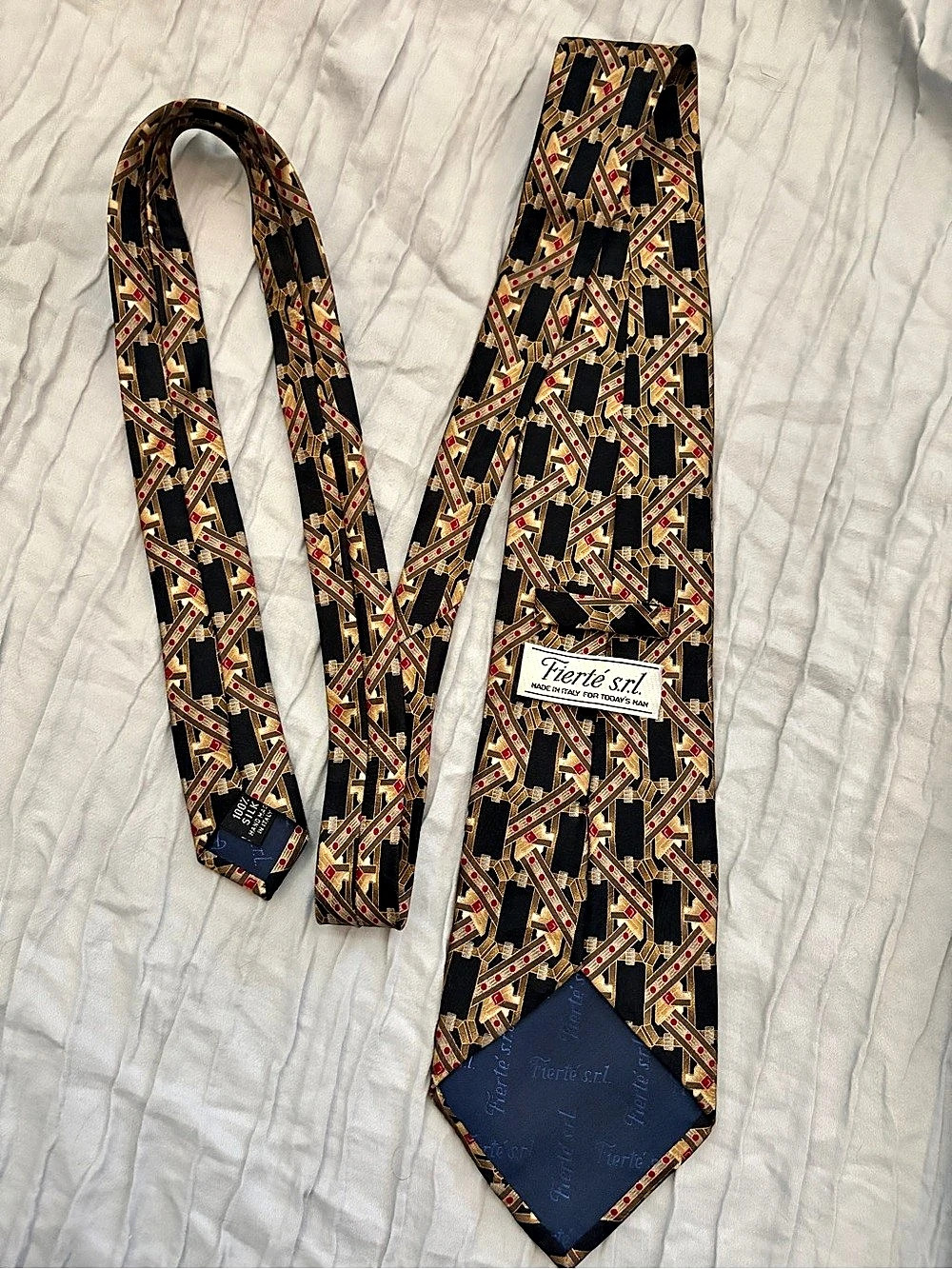 Fierté s.r.l. 100% Silk Geometric Lattice Tie - Made in Italy